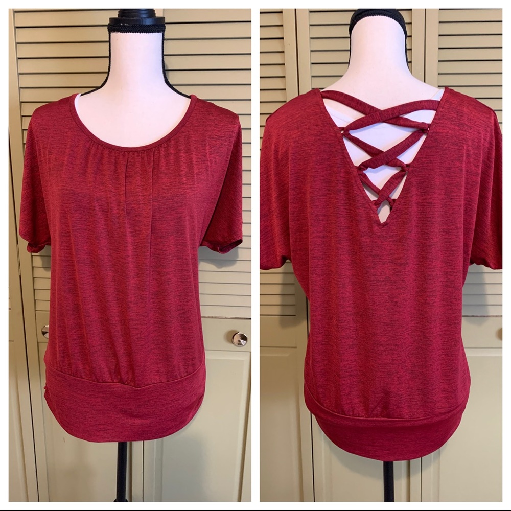 Dolman Sleeve Blouse with Lattice Back